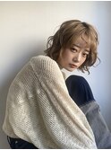 切りっぱなしボブ×パーマ風アレンジ
