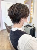 ショート/ショートボブ/ハイライト/切りっぱなし/博多
