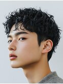 ツイストスパイラルパーマ/マッシュパーマ/刈り上げ/黒髪
