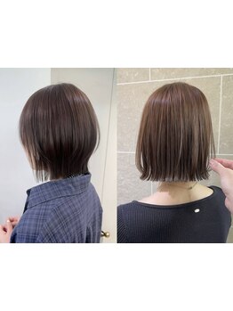 【表参道の人気店☆】地毛のような自然な縮毛矯正で指通りの良い柔らかな仕上がりに◎[ショート/ボブ]