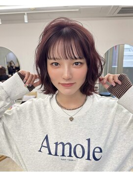 サンド 池袋(sand) ボブパーマ/チェリーレッド/コーラルピンク/ドライパーマ