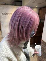 シュリット(schritt)&nbsp;シャギーウルフくびれブリーチピンクスタイル渋谷mai