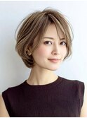 40代50代60代/脱白髪染め白髪ぼかしハイライト/ショートボブ