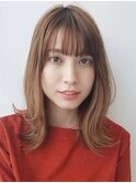 鎖骨ミディ×外はね　シースルバング/Salon銀座　岡野恵美子