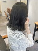 切りっぱなしボブ外ハネミディアム＊透明感アッシュグレージュ