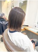 切りっぱなしボブ くすみベージュ ウエットヘア【横浜】k