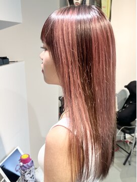 イズ(iss) ダブルカラー/ピンクベージュ/ブラウン/ブロックデザイン