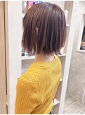 福山市Caary夏軽めボブ外ハネ暖色ベリーカラー20代30代40代