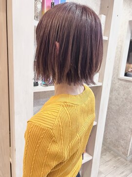 キャアリー(Caary) 福山市Caary夏軽めボブ外ハネ暖色ベリーカラー20代30代40代