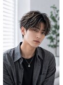 大人メッシュハイライトセンターパート
