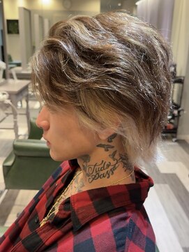 ランソ 新宿(RUNSO) スパイキーショート×フェザーパーマ×サーフカール