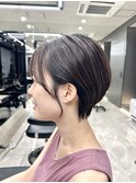 40代50代60代耳かけショート前髪なしハンサムショート白髪ぼかし