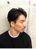 大人の刈り上げニュアンスパーマオールバックスタイル[下北沢]