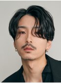 センターパートコンマヘアニュアンスパーマフェザーパーマ