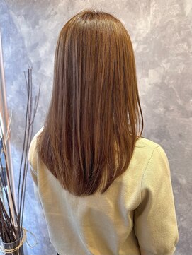 ザ ラブズ ラフズ ヘアー 本店(the loves laughs hair) 透明感ベージュ/ツヤ髪ストレート/ミディアム/秋カラー