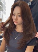 美髪レイヤーカット/顔まわりレイヤー/くびれミディアムレイヤー