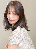 ◎ダークパープルミルクブラウンレイヤーカット薄め前髪艶髪