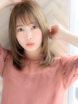 ローマ ギンザ(ROMA Ginza) ミディアムレイヤーカット*ミルクティーベージュ*20代30代40代