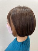 インナーカラー_マロンベージュ Aラインボブ かきあげ