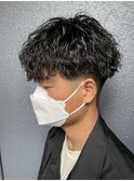 波巻きスパイラルパーマ無造作波巻きパーマツーブロック