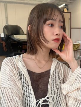 ポーチバイハニー オモテサンドウ(PORCH by HONEY omotesando) フェイスレイヤーボブ　ワイドバング　セピアベージュ