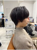魅力倍増カールセミディシアーカラーダークアッシュショートヘア