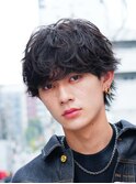 福岡天神ゆるめシャドウパーマメンズマッシュウルフカット緩め