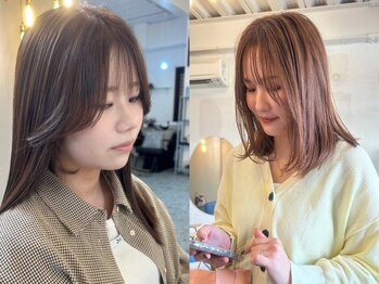 ティムヘアー(tim hair)の写真/顔周り＋ブリーチなし透明感カラー◎結ぶだけで可愛いヘアに！自宅での再現性を考えたカットで可愛さキープ
