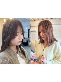 顔周り＋ブリーチなし透明感カラー◎結ぶだけで可愛いヘアに！自宅での再現性を考えたカットで可愛さキープ