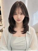 レイヤーカット/おくれ毛/顔まわりカット/シナモンベージュ