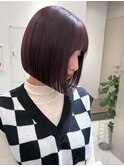 ◎ラベンダーピンク前下がりボブ