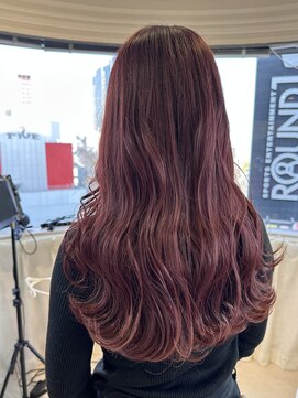 リュンヌ(Lune) ワインレッドカラー/ブリーチ1回/暖色系/ダブルカラー/YU28