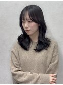 韓国風レイヤーくびれミディアム×コリアンブラック【福岡博多】
