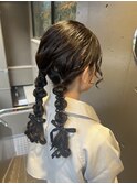 ツイン編みおろしアレンジ/博多美容室