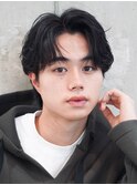 メンズセンターパート七三分けパートニュアンスパーマ刈り上げ