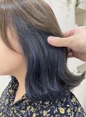 インナーカラーネイビーカラー　ボブカット