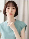 チェリーレッド姫カットレイヤー切りっぱなしボブX戸頭30代40代