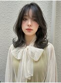 韓国風ミディアムレイヤー/シースルー前髪