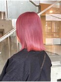 ピンクカラー暖色カラーダブルカラーケアブリーチ切りっぱなし