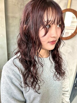 テトヘアー(teto hair) くるくるスパイラル　デジタルパーマ 暖色カラーレッドピンク