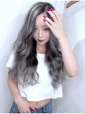【ギャルデザイン】ホワイトバレイヤージュ×ブリーチ２回