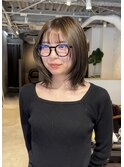 【中澤彩乃】レイヤーカットボブ顔周りくびれヘアオリーブカラー