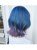 ハイトーン/グラデーションカラー/寒色系カラー/くびれカット