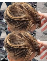 ステラ(STELLA) メンズ/バレイヤージュ/センターパート/ブリーチ&ダブルカラー