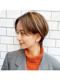【Chill】大人可愛いAラインピンクベージュクールショートボブ