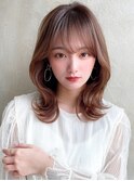 みきなヨシンモリくびれミディ20代30代顔まわり透け感前髪丸顔髪