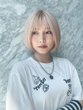 オブヘアーギンザ(Of HAIR GINZA) 透明感ピンク×切りっぱなしボブ