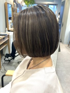 グラッシー センター北店(GLASSI) 【白髪ぼかしハイライト】ディープアッシュ★グレージュ★ボブ