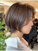 青山髪質改善カラーハンサムショートウルフアッシュグレー30代