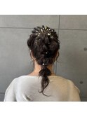 結婚式編み込みポニーテール